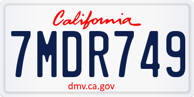 CA license plate 7MDR749