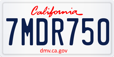 CA license plate 7MDR750