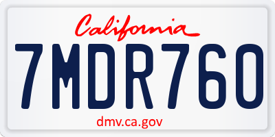 CA license plate 7MDR760