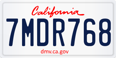 CA license plate 7MDR768