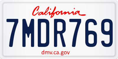 CA license plate 7MDR769
