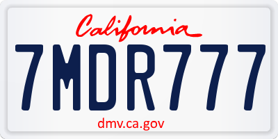 CA license plate 7MDR777