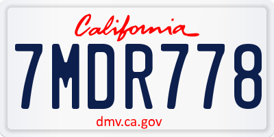 CA license plate 7MDR778