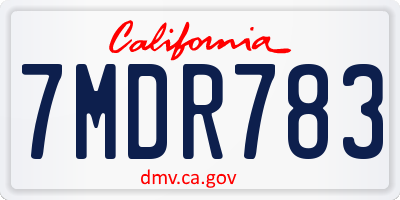 CA license plate 7MDR783