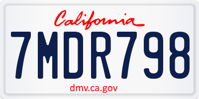 CA license plate 7MDR798