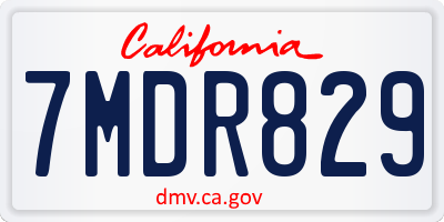 CA license plate 7MDR829