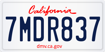 CA license plate 7MDR837