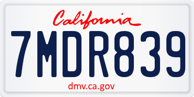 CA license plate 7MDR839