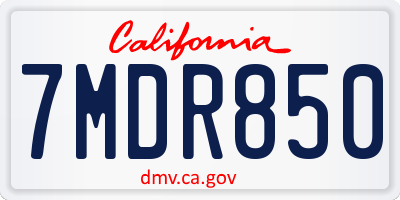 CA license plate 7MDR850