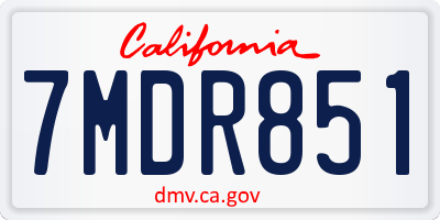 CA license plate 7MDR851