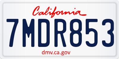 CA license plate 7MDR853