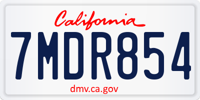 CA license plate 7MDR854
