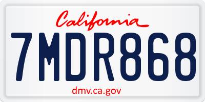 CA license plate 7MDR868