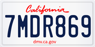 CA license plate 7MDR869