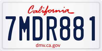 CA license plate 7MDR881