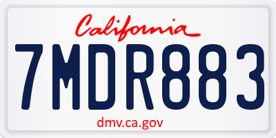 CA license plate 7MDR883