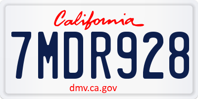 CA license plate 7MDR928