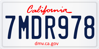 CA license plate 7MDR978