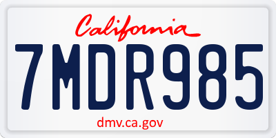CA license plate 7MDR985