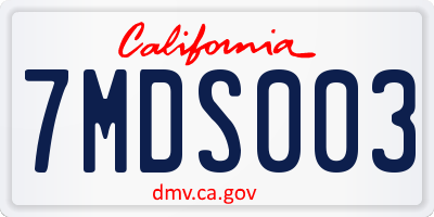 CA license plate 7MDS003