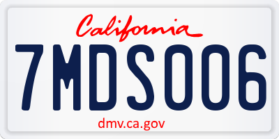 CA license plate 7MDS006