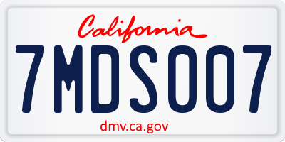 CA license plate 7MDS007