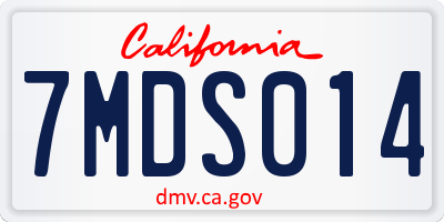 CA license plate 7MDS014