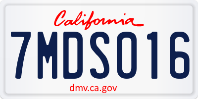 CA license plate 7MDS016