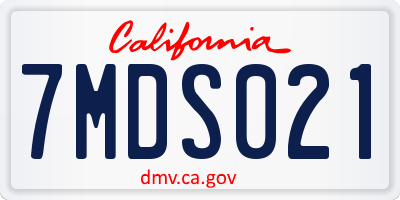 CA license plate 7MDS021