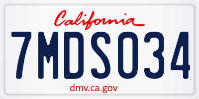CA license plate 7MDS034