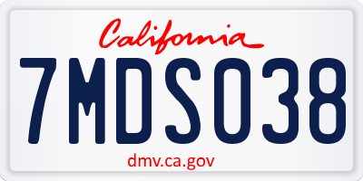 CA license plate 7MDS038