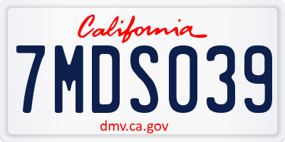 CA license plate 7MDS039