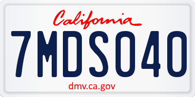 CA license plate 7MDS040
