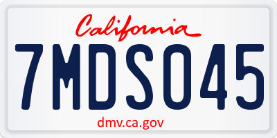 CA license plate 7MDS045