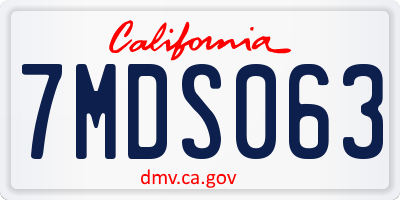 CA license plate 7MDS063