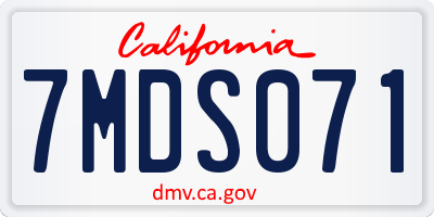CA license plate 7MDS071