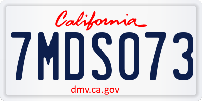 CA license plate 7MDS073