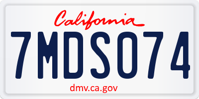 CA license plate 7MDS074