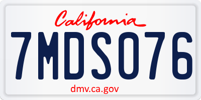 CA license plate 7MDS076
