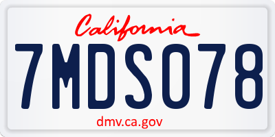 CA license plate 7MDS078