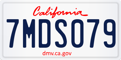 CA license plate 7MDS079