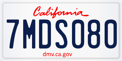 CA license plate 7MDS080