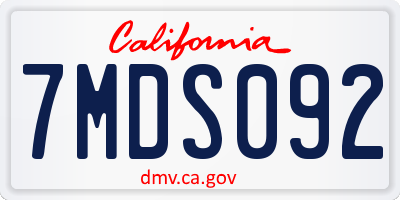 CA license plate 7MDS092