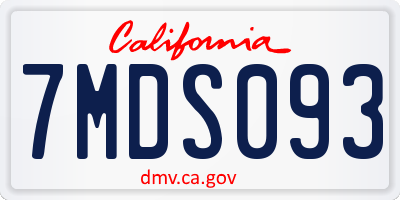 CA license plate 7MDS093