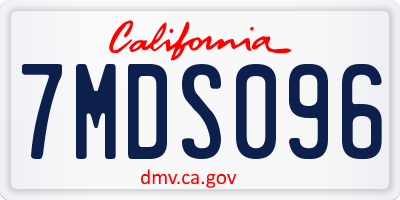 CA license plate 7MDS096