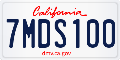 CA license plate 7MDS100