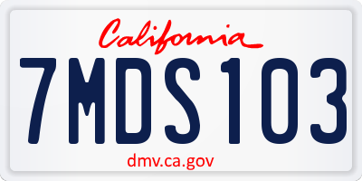 CA license plate 7MDS103