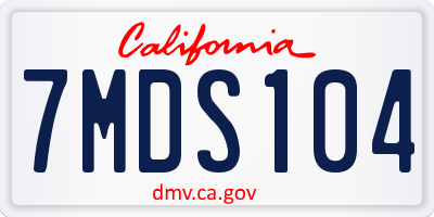 CA license plate 7MDS104