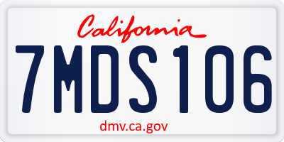 CA license plate 7MDS106