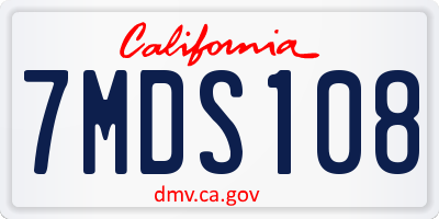 CA license plate 7MDS108